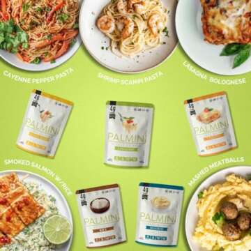 NEW! Palmini Pouch VARIETY PACK | Linguine | Angel Hair | Lasagna | Rice | Mashed | 4g of Carbs | As Seen On Shark Tank | Gluten Free (12 Ounce)