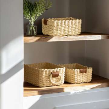 Small Wicker Baskets for Organizing Set of 3