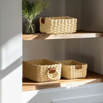Small Wicker Baskets for Organizing Set of 3