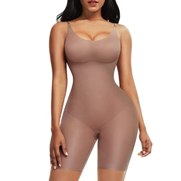 FeelinGirl Shapewear Firm Control Butt Lifter Body Shaper Waist Shaper Bodysuit for Women Beige L