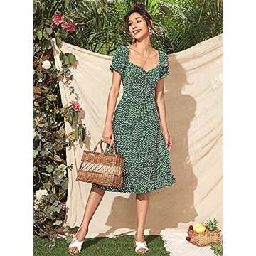 Roll Up Women's Girls Spring Summer Party Casual Floral Striped Printed Elegant Beautiful Cute Midi ...