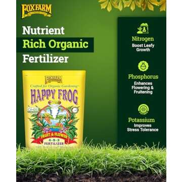 Fox Farm Happy Frog Fruit & Flower Fertilizer – Organic Blend for Abundant Fruits & Vibrant Flowers, Phosphorus Fertilizer with Mycorrhizal Fungi, NPK 4-9-3, (4 lb Bag)