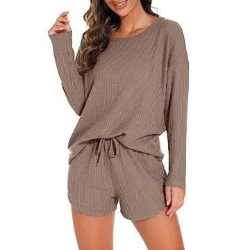 PrinStory Cozy Waffle Knit Pajama Set for Women