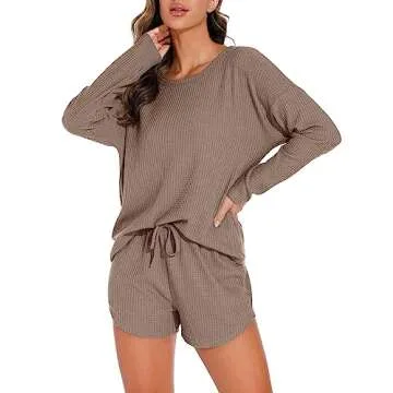 PrinStory Cozy Waffle Knit Pajama Set for Women