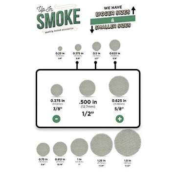 Made in The USA - 100 1/2" (.500) Stainless Steel Pipe Screen Filter - Up in Smoke Pipe Screens