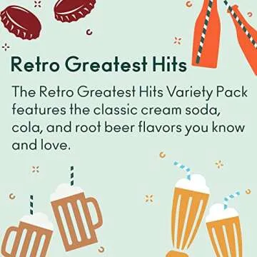 OLIPOP - 4-Flavor Sparkling Tonic Retro Greatest Hits Variety Pack, Prebiotic Soda Sampler, Rich in Botanicals,High Fiber, Vegan, Low-Sugar, Low-Calorie, Non-GMO (12oz, 12-Pack)