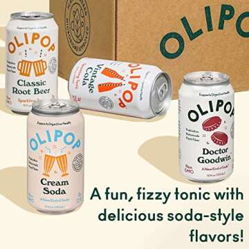 OLIPOP - 4-Flavor Sparkling Tonic Retro Greatest Hits Variety Pack, Prebiotic Soda Sampler, Rich in Botanicals,High Fiber, Vegan, Low-Sugar, Low-Calorie, Non-GMO (12oz, 12-Pack)