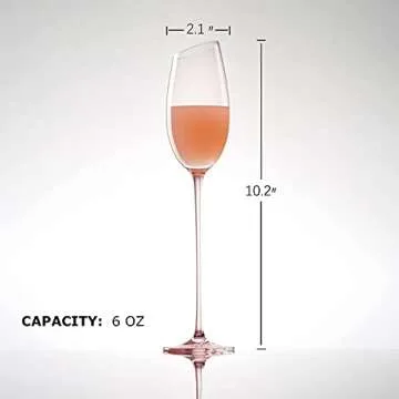 MU16 Champagne Glasses Flutes Tulip Crystal Non-Lead Red Wine Glass Champagne glass Hand Blown Gift Set of 2 For Birthday Christmas Wedding Anniversary Flamingo Collection Personalized Glass 5 oz,Pink