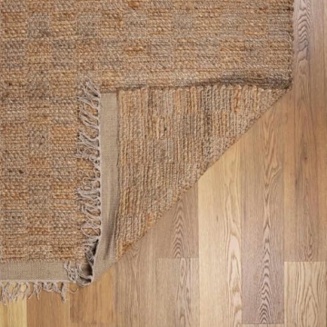 Hauteloom Ionut Sea Grass Jute Rug - Elegant Checkered Design