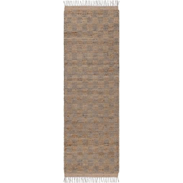 Hauteloom Ionut Sea Grass Jute Rug - Elegant Checkered Design