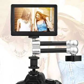 TOAZOE 11'' Articulating Friction Magic Arm Super Clamp Mount with Phone Holder, Adjustable Camera Mount Kit for DSLR Camera, LCD Monitor, Video Vlog Rig, Smartphone