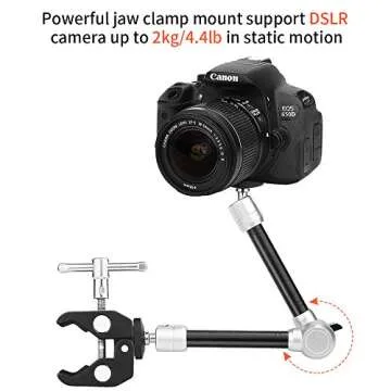 TOAZOE 11'' Articulating Friction Magic Arm Super Clamp Mount with Phone Holder, Adjustable Camera Mount Kit for DSLR Camera, LCD Monitor, Video Vlog Rig, Smartphone