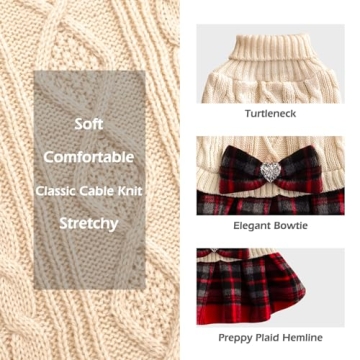 KYEESE Dog Sweater Soft Cableknit Turtleneck Pullover for Small Dogs