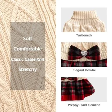 KYEESE Dog Sweater Soft Cableknit Turtleneck Pullover for Small Dogs