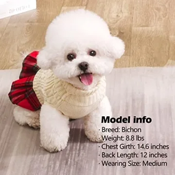 KYEESE Dog Sweater Soft Cableknit Turtleneck Pullover for Small Dogs