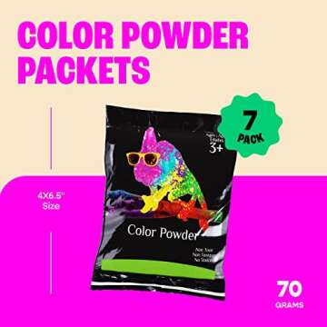 Chameleon Colors Rainbow Powder Packets, 7 Individual Holi Packets, Color Races, Birthday Parties & ...