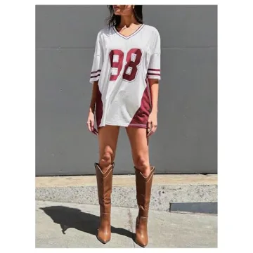 Stylish SHENHE Women's Oversized Football Jersey Shirt  Tee