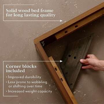 DG Casa Soloman Beige Solid Wood and Upholstered Platform Bed Frame with Tufted Headboard, Full Wooden Slats, Easy Assembly, No Box Spring Required - Modern Mid Century Style King Size Bed