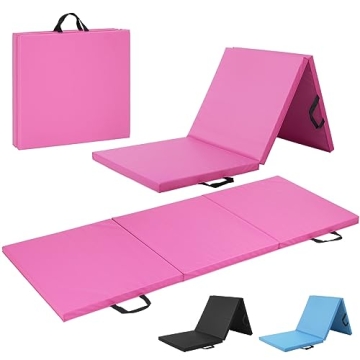 WF Athletic Supply Tri Fold Folding Exercise Mat with Carrying Handles, 1.5" Thick Foldable Gym Mat,...