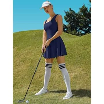 Stylish ATTRACO Scalloped Neckline Sleeveless Exercise Dress