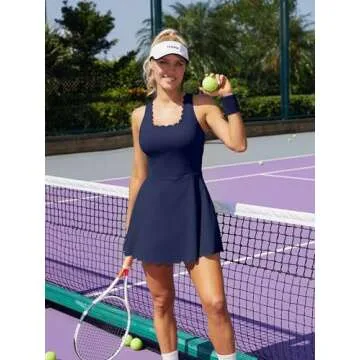 Stylish ATTRACO Scalloped Neckline Sleeveless Exercise Dress