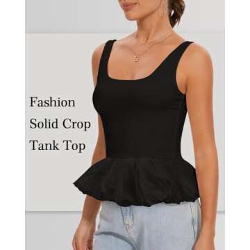 DIKGROP Backless Tank Tops for Women Ruffle Hem Sleeveless Backless Top Fashion Solid Summer Crop Ta...