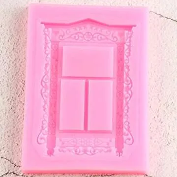 Window Frame Shaped Silicone Mold for DIY Crystal Cupcake Cake Topper Decoration Desserts Chocolate Fondant Mold Soap Mould Ice Cube Pudding Handmade Ice Cream Gum Paste Jelly Shots Candy