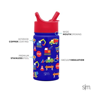 Insulated Kids Water Bottle with Straw Lid - 14oz