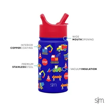 Insulated Kids Water Bottle with Straw Lid - 14oz