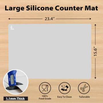 Super Kitchen Extra Large Multipurpose Silicone Nonstick Baking Mat, Pastry Mat, Heat Resistant Nons...