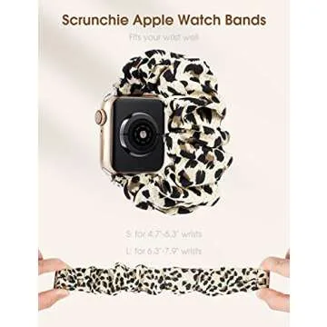 TOYOUTHS 2 Packs Scrunchie Elastic Watch Bands Compatible with Apple Watch Band Stretchy Bands Bracelet Women Replacement band for iwatch series 8/7/6/5/4/3/2/1/SE (Leopard/Black) 38MM/40MM/41MM-S