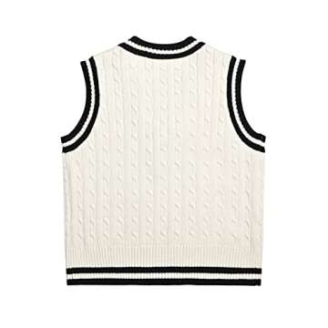 Hyipels Women's Sweater Vest,Y2K Sleeveless Pattern Preppy Style Knitted Crop Tank Top for Girl