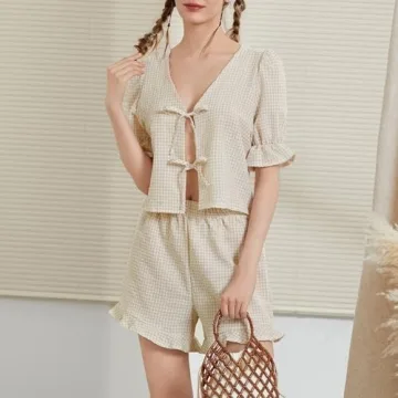 Trendy Y2K Peplum Shirt and Shorts Set for Women
