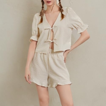 Trendy Y2K Peplum Shirt and Shorts Set for Women