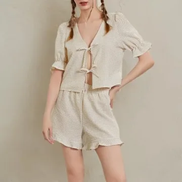 Trendy Y2K Peplum Shirt and Shorts Set for Women
