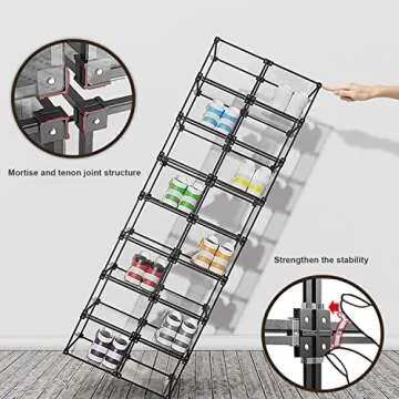 KOKOIN Magnetic Side Open Transparent Plastic Storage Shoe Box Clear Shoe Display Case Sneaker Shoe Storage Box Display Box Shoe Container Clear Closet Shelf Shoe Organizer (Black 8PC)