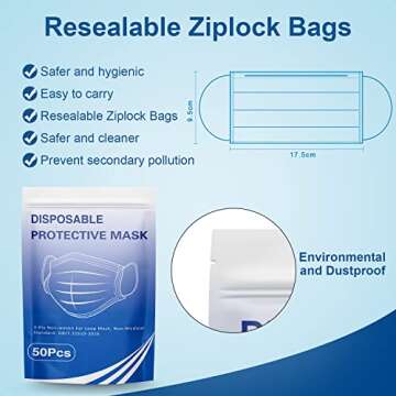 Hotodeal 50 Pcs Disposable Face Masks - Comfort & Protection