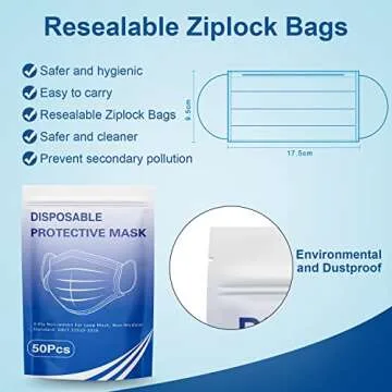 Hotodeal 50 Pcs Disposable Face Masks - Comfort & Protection