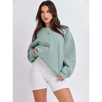 ANRABESS Sweatshirt for Women Oversized Crewneck Hoodies Fleece Casual Pullover Top Fall Fashion Out...
