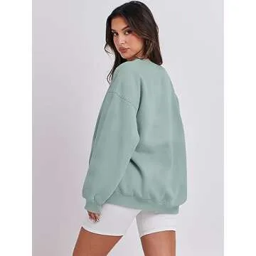 ANRABESS Sweatshirt for Women Oversized Crewneck Hoodies Fleece Casual Pullover Top Fall Fashion Outfits Clothes 2025 A1019 light green Medium