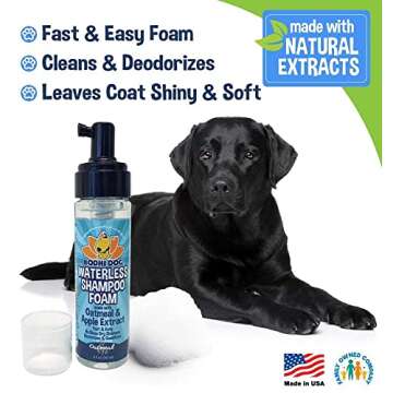 Bodhi Dog Waterless Foaming Shampoo - Dry Shampoo for Bathless Cleaning, No Rinse Required - Natural, Gentle Cleaner for Sensitive Skin - Made in USA (8 Fl Oz)
