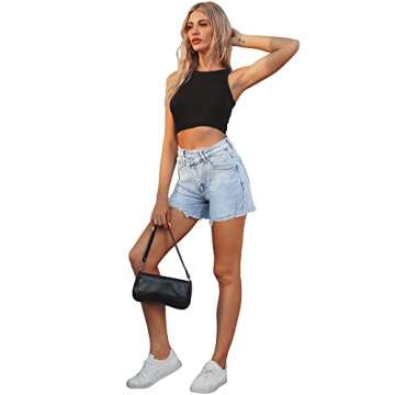 Fashion-Forward Women's High Waist Criss Cross Denim Shorts