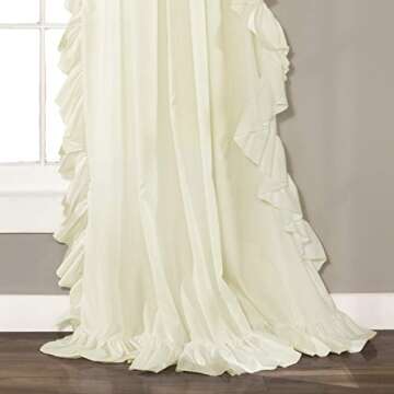 Lush Decor Reyna Ruffle Window Curtain Panel Set, Pair, 54" W x 84" L, Ivory - Flowy Curtain Set - Romantic Ruffle Curtains for Bedroom, Living room, or Dining Room - Farmhouse & Cottage Home Decor