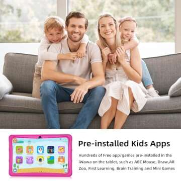 JUNINKE Kids Tablet 10 inch, Android Tablet for Kids with Case，64GB ROM 512GB Expansion, Quad Core Processor, 1280x800 IPS Screen, GPS, WiFi, Dual Cameras, Bluetooth, Long Life Battery