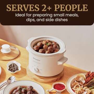Elite Gourmet MST-250XW# Electric Slow Cooker Ceramic Pot, with Adjustable Temp, Entrees, Sauces, Soups, Roasts, Stews & Dips, Dishwasher Safe (1.5 Quart, White)