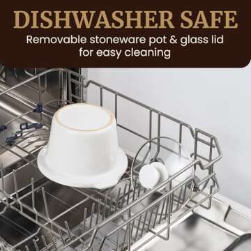 Elite Gourmet MST-250XW# Electric Slow Cooker Ceramic Pot, with Adjustable Temp, Entrees, Sauces, Soups, Roasts, Stews & Dips, Dishwasher Safe (1.5 Quart, White)