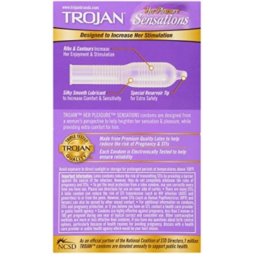Trojan Her Pleasure Sensations Condoms - 12 Count Pack