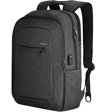 kopack Slim Laptop Backpack for Men Women,15.6 inch Theft Proof Lightweight Black Backpack with USB ...