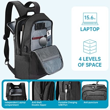 Kopack 15.6 Inch Slim Laptop Backpack Lightweight with USB