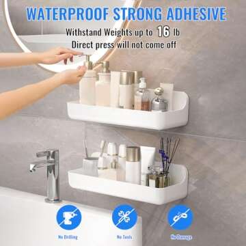Diesisa 2pc Acrylic Shower Caddy - No Drill Adhesive Shelves for Easy Home Storage